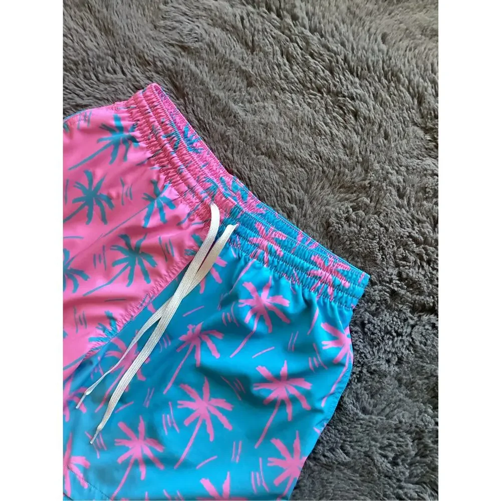 Chubbies Men's the prince of pints Quick Dry Swim Trunks, size M pink and blue